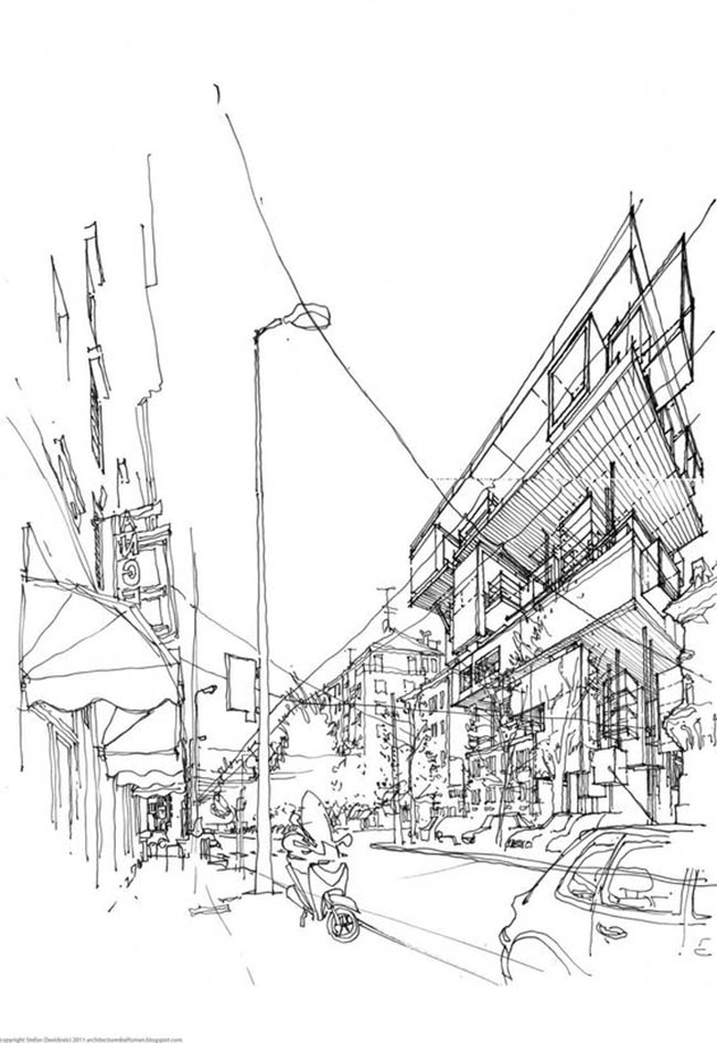 Drawing by stefan davidovici, architect - milan, italy