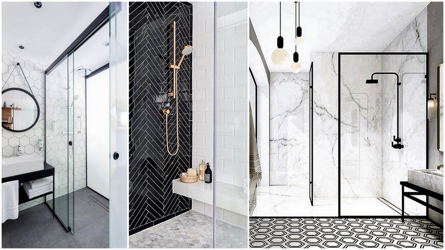 Airy transparent bathrooms and door-less walk-in shower designs