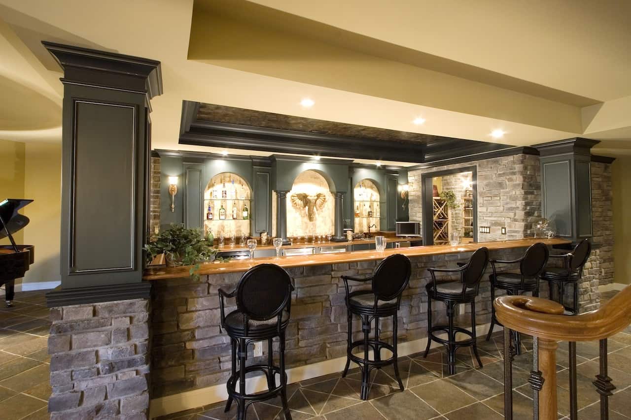 Set in stone basement bar