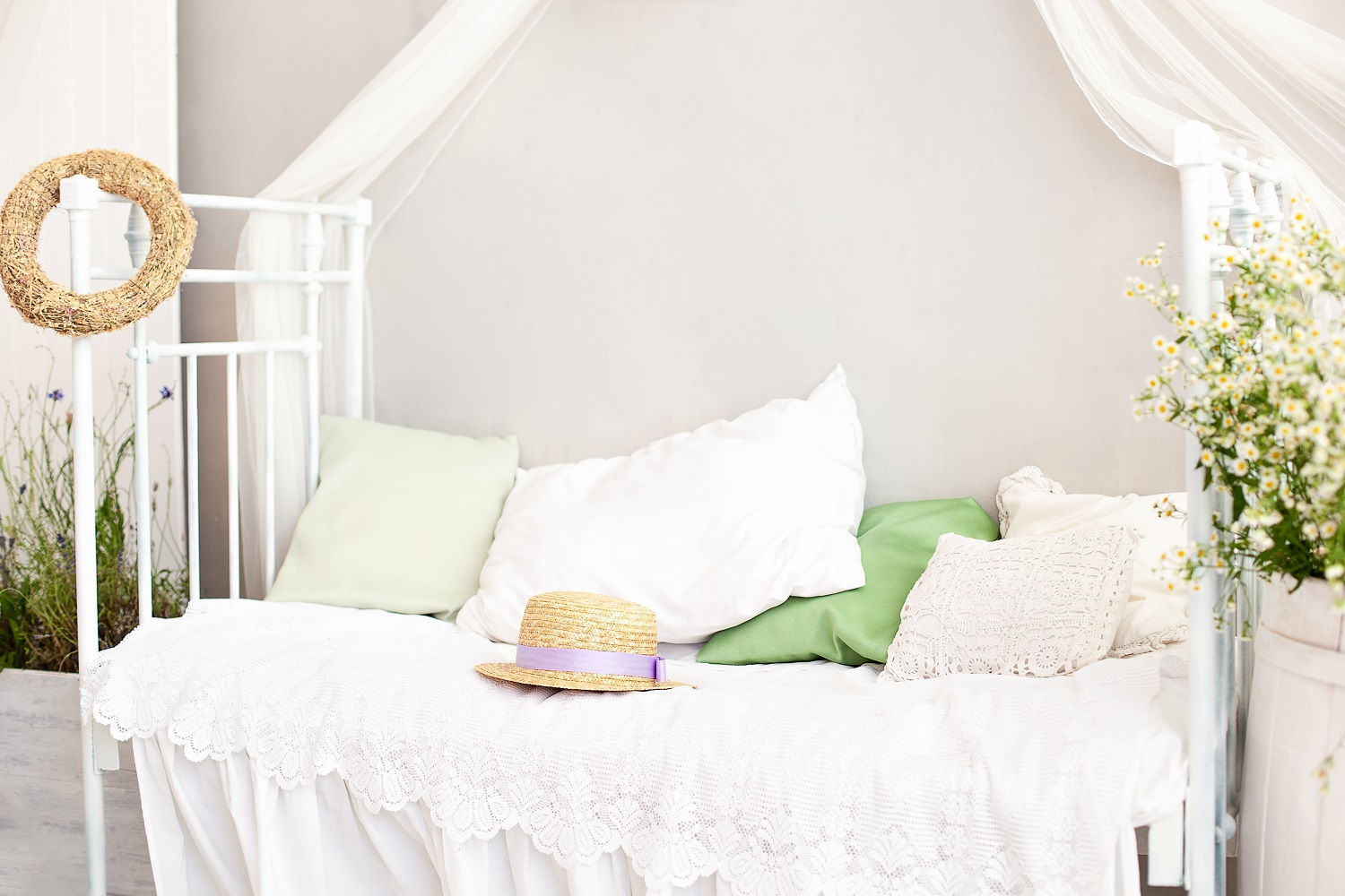 Bedroom in provence style in loft studio