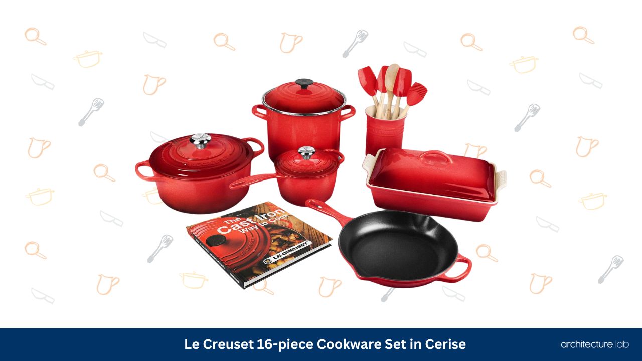 Le creuset 16 piece cookware set in cerise red