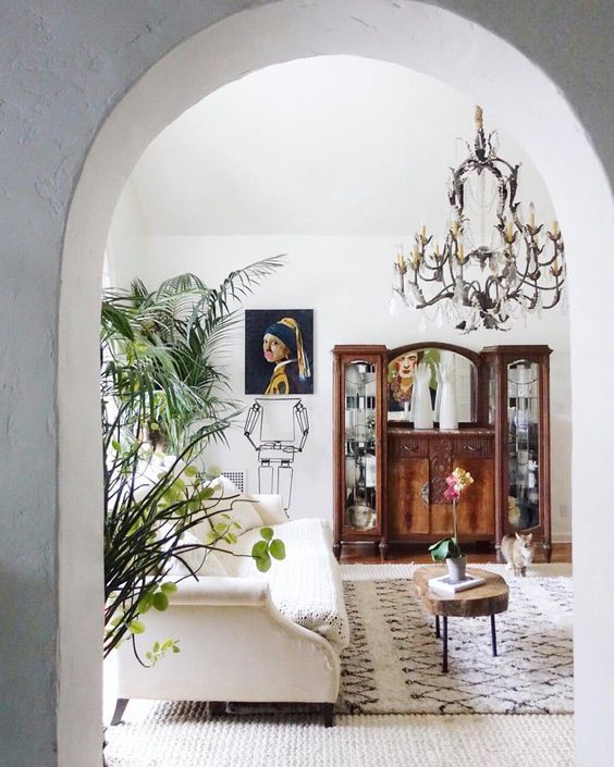 Living room with antiques and statement pieces