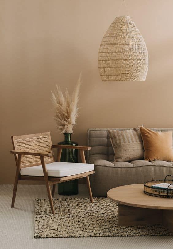 Airy natural living room in earthy tones