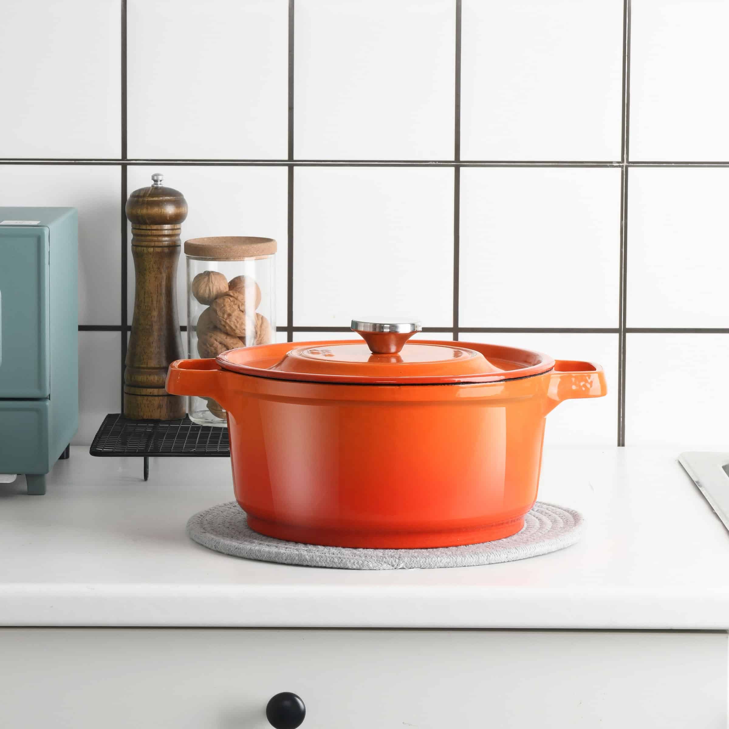 Best orange dutch oven on kitchen counter