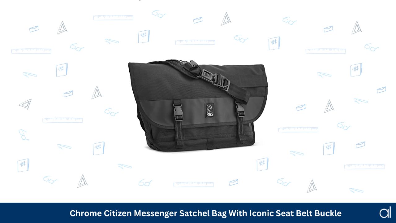 Chrome citizen messenger satchel bag with iconic seat belt buckle